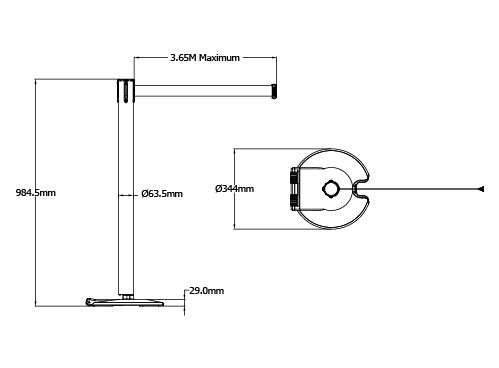 Tensabarrier Retractable Rollabarrier Post